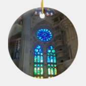 Oranje en blauw Glas in lood Keramisch Ornament (Achterkant)