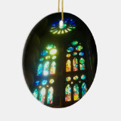 Oranje en blauw Glas in lood Keramisch Ornament (Rechts)