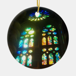 Oranje en blauw Glas in lood Keramisch Ornament