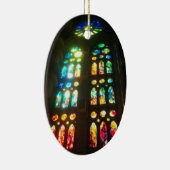 Oranje en blauw glasOvaal Keramisch Ornament (Rechts)