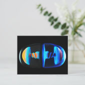 Oranje en blauw Glazen Kastje Briefkaart (Staand voorkant)