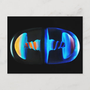 Oranje en blauw Glazen Kastje Briefkaart