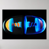 Oranje en blauw Glazen Kastje Poster (Voorkant)