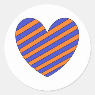 Oranje en Blauw Hart Ronde Sticker