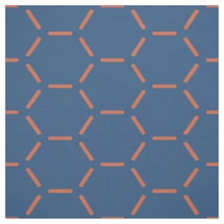 Oranje en blauw Hexagon Patroon Stof