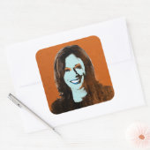 Oranje en blauw Kamala Harris Pop Art Vierkante Sticker (Envelop)