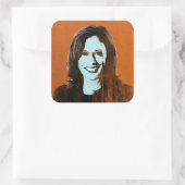 Oranje en blauw Kamala Harris Pop Art Vierkante Sticker (Tas)
