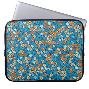Oranje en blauw laptop sleeve
