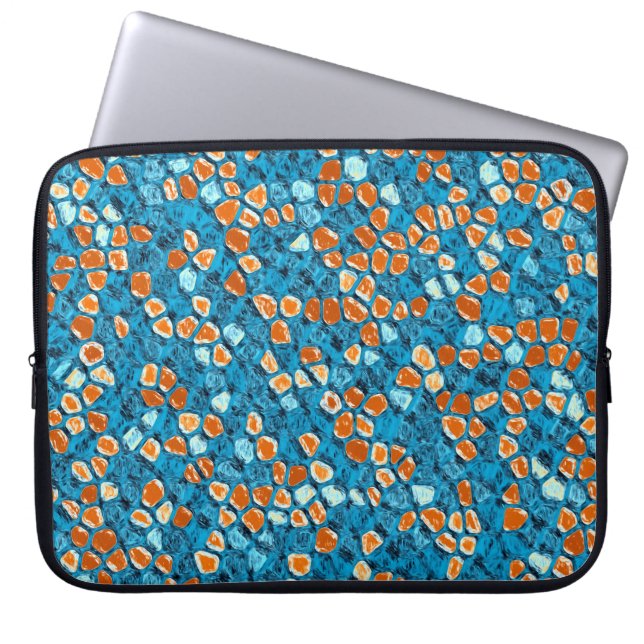 Oranje en blauw laptop sleeve (Voorkant)