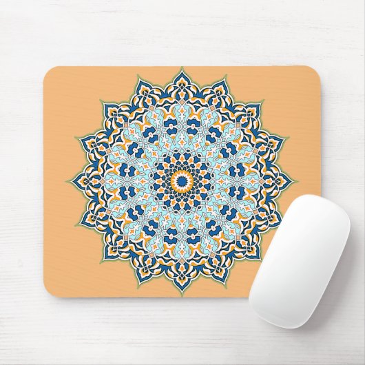Oranje en blauw Mandala Mousepad Muismat (Met muis)