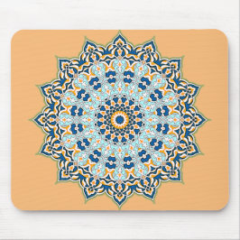 Oranje en blauw Mandala Mousepad Muismat
