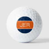 Oranje en blauw monogram Initiaal Persoonlijk Golf Golfballen (Voorkant)