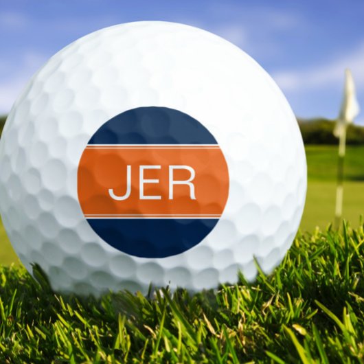 Oranje en blauw monogram Initiaal Persoonlijk Golf Golfballen