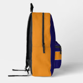 Oranje en blauw monogram op maat bedrukte rugzak (Links)