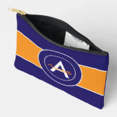 Oranje en blauw monogram op maat etui (Open)