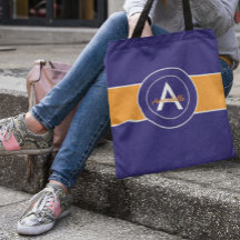 Oranje en blauw monogram op maat