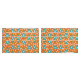 Oranje en Blauw Naadloos Geometrisch Patroon Kussensloop