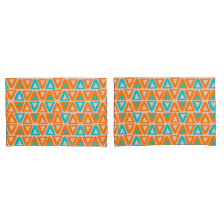 Oranje en Blauw Naadloos Geometrisch Patroon Kussensloop