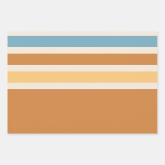  Oranje en blauw Oranje Retrostripes Inpakpapier Vel (Voorkant 3)