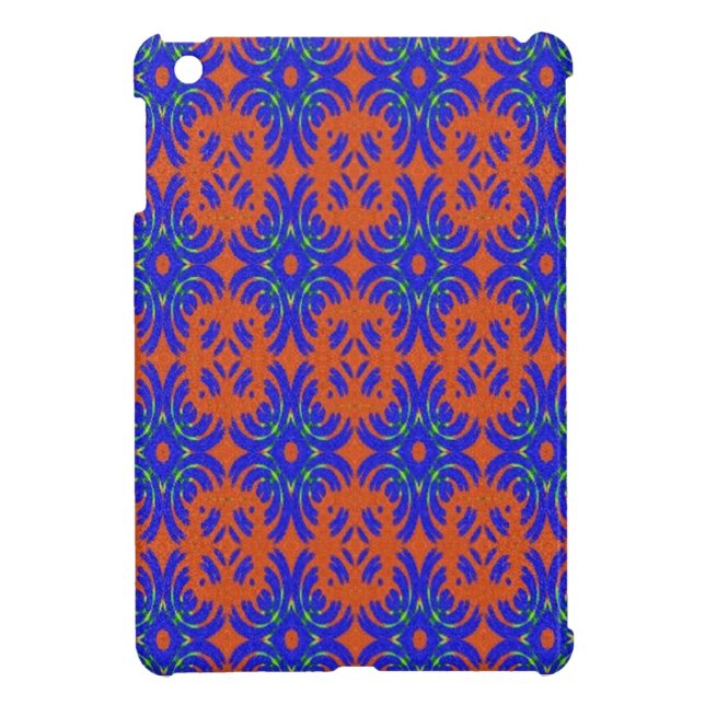 Oranje en blauw patroon hoesje voor iPad mini (Achterkant)
