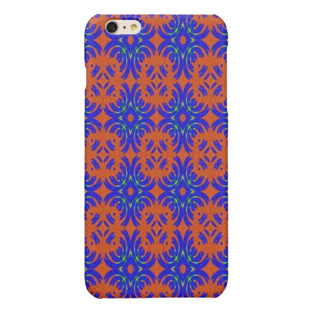 Oranje en blauw patroon iPhone hoesje (Achterkant)