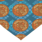 Oranje en blauw patroon korte tafelloper (Hoek)