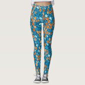 Oranje en blauw patroon leggings (Voorkant)