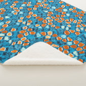 Oranje en blauw patroon sherpa deken (3/4)
