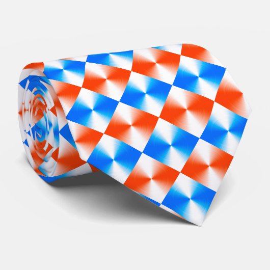 Oranje en blauw patroon stropdas (Opgerold)