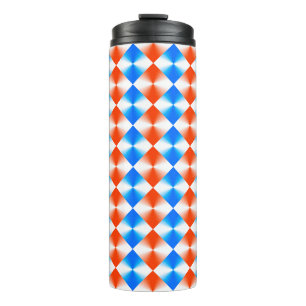 Oranje en blauw patroon thermosbeker
