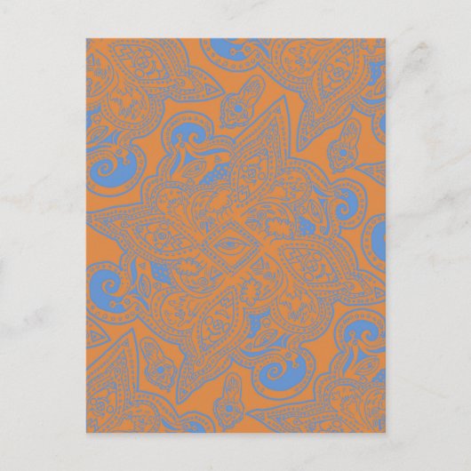 Oranje en blauw Perzisch Star Mandala Pattern Briefkaart (Voorkant)