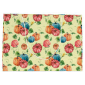 Oranje en blauw pompoenpatroon groot cadeauzakje (Achterkant)