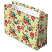 Oranje en blauw pompoenpatroon groot cadeauzakje (Achterkant Gekanteld)