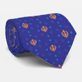 Oranje en blauw Sikh Khanda Stropdas (Opgerold)