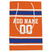 Oranje en Blauw Striped Sports Jersey Medium Cadeauzakje (Voorkant)