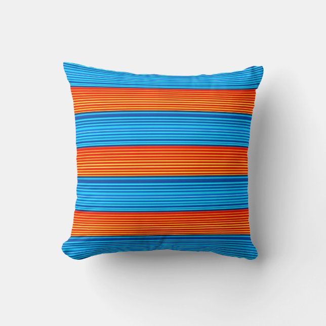 Oranje en blauw tapijt kussen (Voorkant)