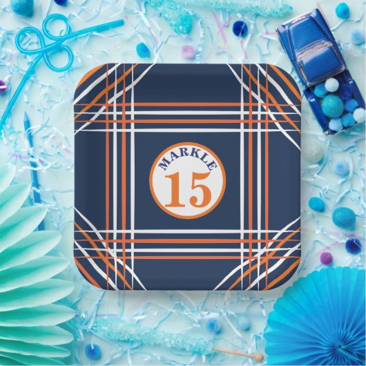 Oranje en blauw thema Papier Bord (Feest)