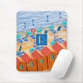 Oranje en blauw tropisch kaasmonogram muismat (Met muis)