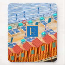 Oranje en blauw tropisch kaasmonogram