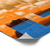 Oranje en blauw vierkant Poster 14 x 11 inch (Hoek)
