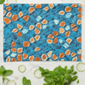 Oranje en blauwe Abstracte kunst Theedoek (Gevouwen)