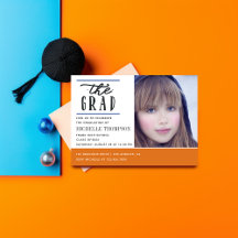 Oranje en Blauwe Afstuderen Feest Uitnodiging