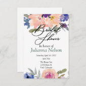 Oranje en blauwe aquarel bloemen uitnodiging (Voorkant / Achterkant)