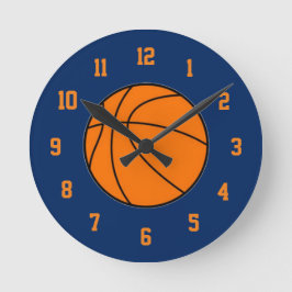 Oranje en blauwe Basketball-klok Ronde Klok