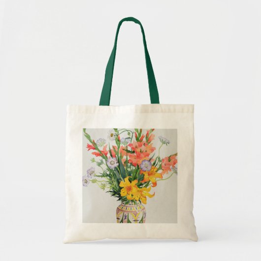 Oranje en blauwe bloemen in een Marokkaanse Vase Tote Bag (Voorkant)