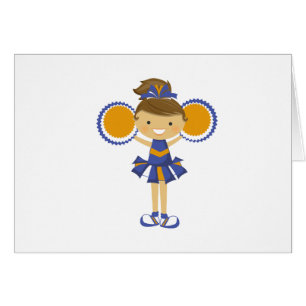 Oranje en blauwe Cheerleader Notecard
