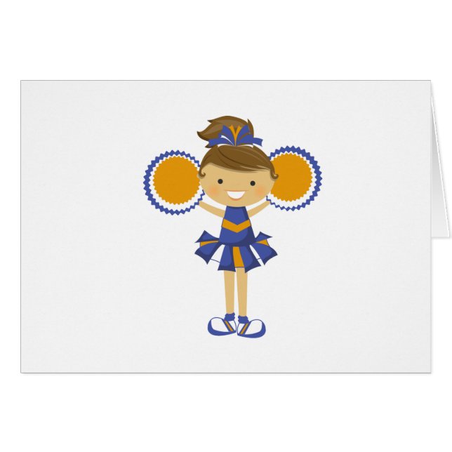 Oranje en blauwe Cheerleader Notecard (Voorkant Horizontaal)