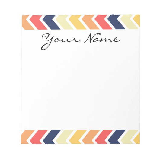 Oranje en blauwe Chevron Geometrische Design Kleur Notitieblok (Voorkant)