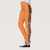 Oranje en Blauwe Custom School Spirit Tekst Leggin Leggings (Links)