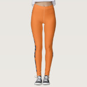 Oranje en Blauwe Custom School Spirit Tekst Leggin Leggings (Voorkant)
